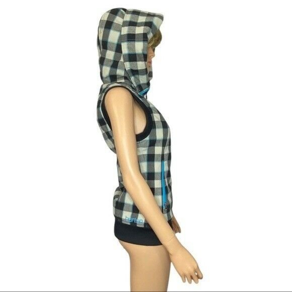 Burton Ho Chi Minh Plaid Vest Dry Ride Hooded Small EUC Ski Snowboard - Picture 6 of 12